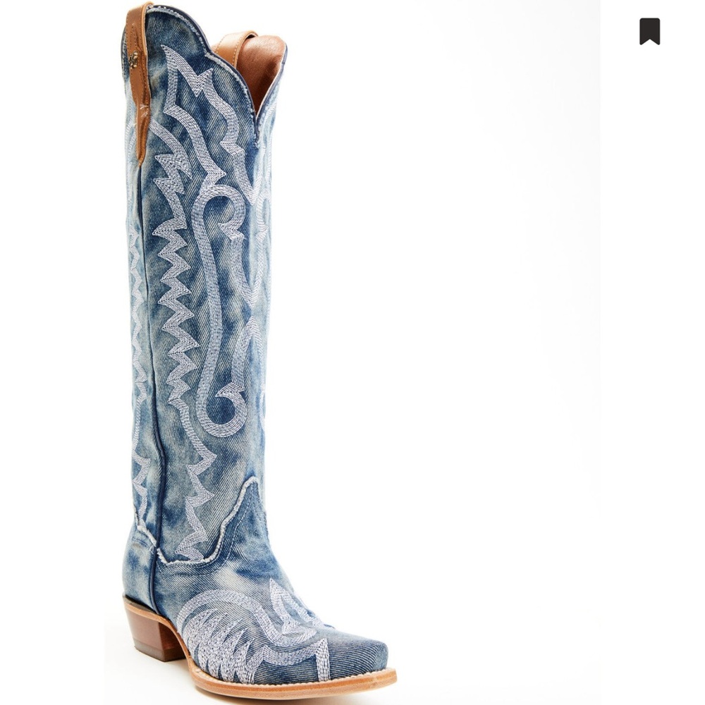 DAN POST WOMEN'S DENIM DARLIN' TALL WESTERN BOOTS - SNIP TOE - Picture 8 of 8